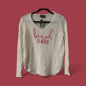 NWT, Wooden Ships White Beach Babe Knit Sweatshirt, retail $149